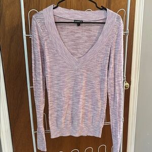 Express Pink Fitted Ribbed Long Sleeve Tee